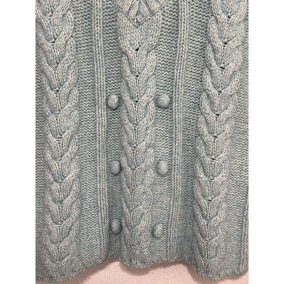 Old Navy Fisherman Cable Knit Bobble Wool Blend Sweater S Pastel Teal Soft Girl - Picture 4 of 14